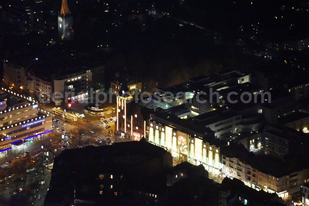 Aerial image at night Berlin - Night view shopping center The Castle in the Schlossstrasse in Berlin destrict steglitz. The Center is property of the real estate fund of the company H.F.S