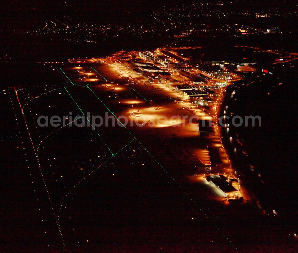 Stuttgart at night from above - General view from the grounds of the airport Stuttgart