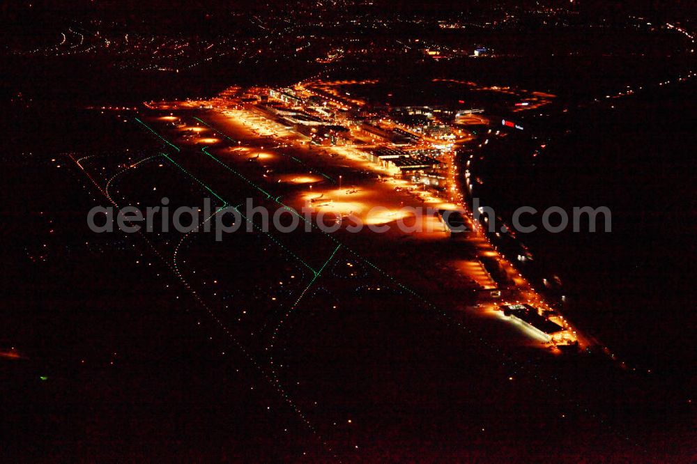 Stuttgart at night from the bird perspective: General view from the grounds of the airport Stuttgart