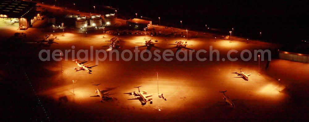 Aerial photograph at night Stuttgart - General view from the grounds of the airport Stuttgart