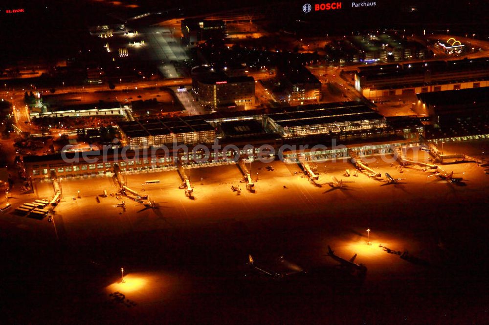 Aerial image at night Stuttgart - General view from the grounds of the airport Stuttgart