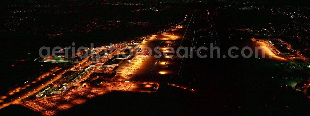 Aerial photograph at night Stuttgart - General view from the grounds of the airport Stuttgart