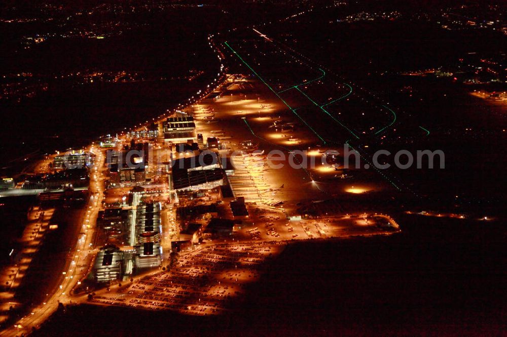 Aerial image at night Stuttgart - General view from the grounds of the airport Stuttgart