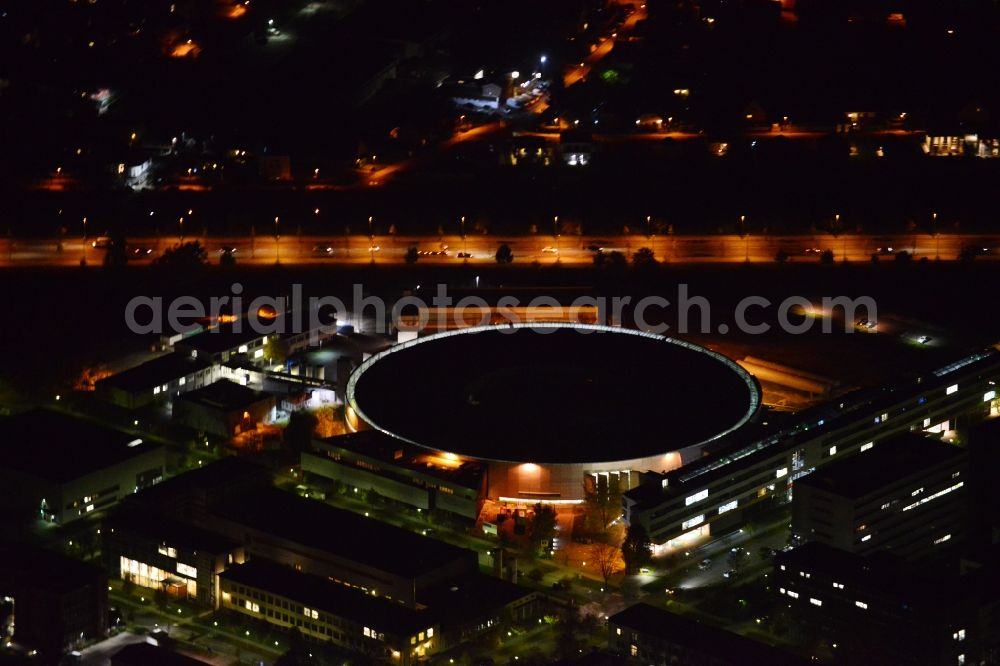 Berlin at night from the bird perspective: Night- site at the electron storage ring BESSY - the third generation synchrotron radiation source in Berlin - Adlershof