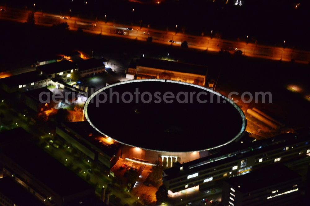 Aerial image at night Berlin - Night- site at the electron storage ring BESSY - the third generation synchrotron radiation source in Berlin - Adlershof