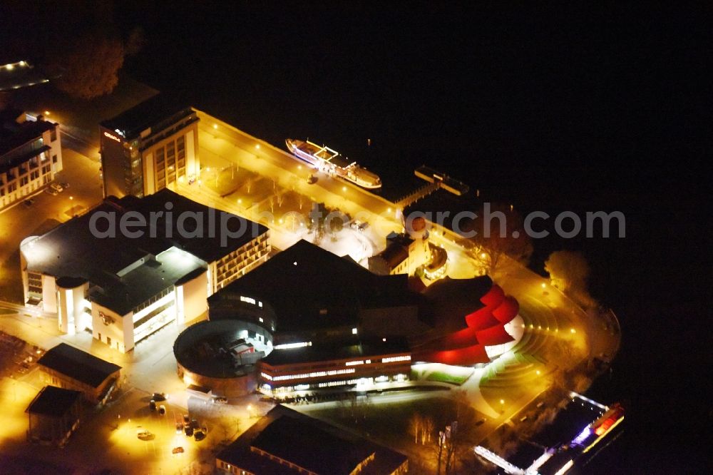 Aerial photograph at night Potsdam - Night aerial photo of the Hans Otto Theatre in Potsdam in the state Brandenburg