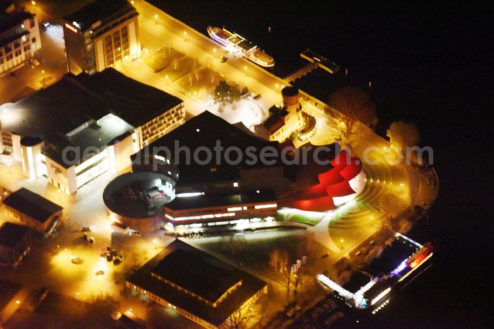 Aerial image at night Potsdam - Night aerial photo of the Hans Otto Theatre in Potsdam in the state Brandenburg