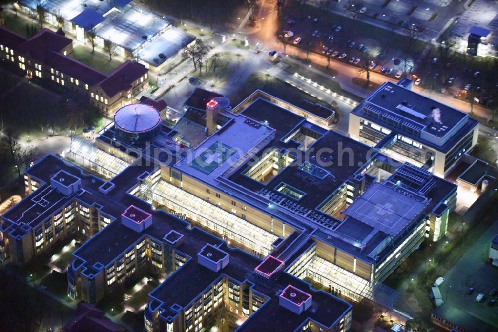 Berlin at night from above - Night view of hospital grounds of the accident clinic in the district Marzahn-Hellersdorf in Berlin