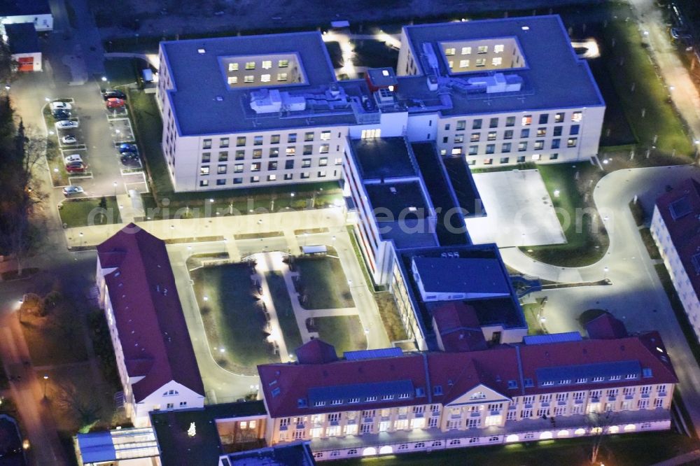 Berlin at night from above - Night view hospital grounds of the Vivantes clinic in the district Kaulsdorf in Berlin