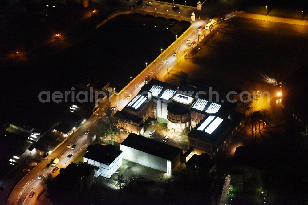 Schwerin at night from above - Night view of museum building ensemble Staatliches Museum Schwerin in Schwerin in the state Mecklenburg - Western Pomerania