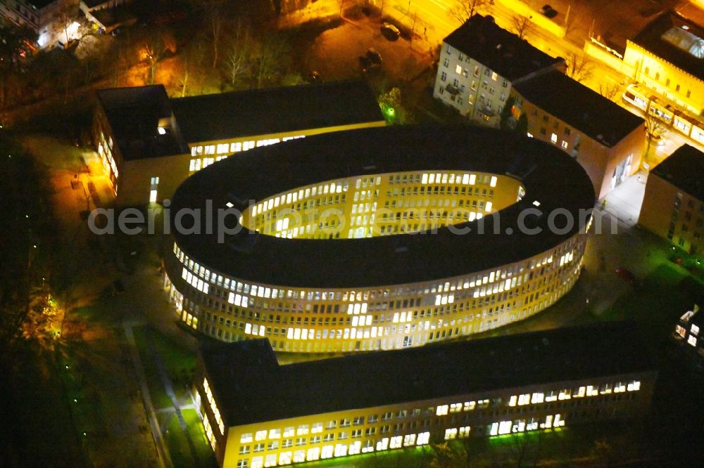 Potsdam at night from the bird perspective: Nigt view of the oval office park Sanssouci in Potsdam in the state Brandenburg