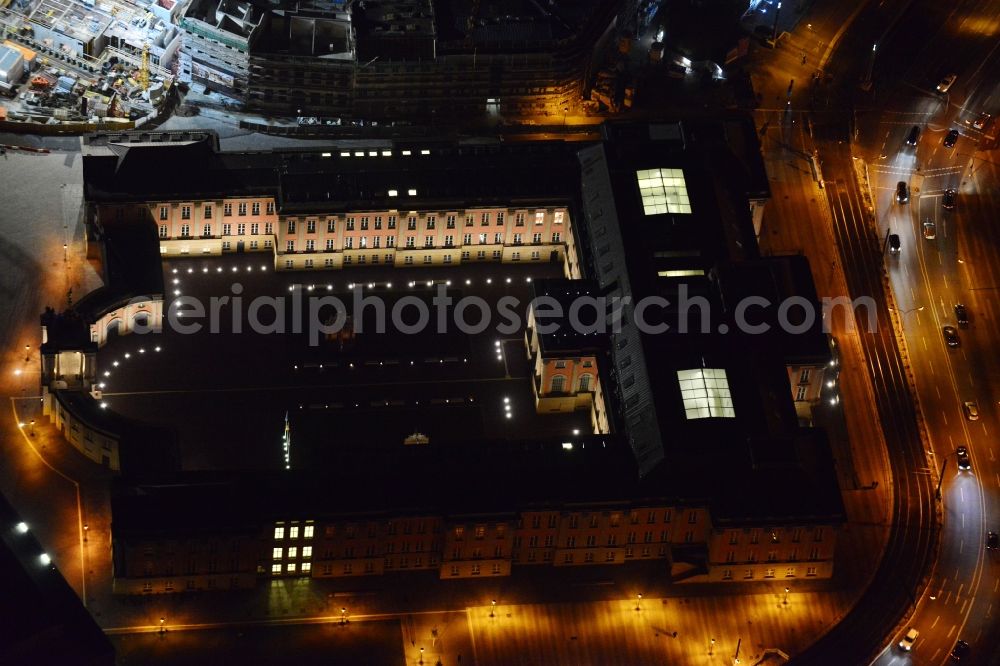 Potsdam at night from above - View of the Potsdamer Stadtschloss in Potsdam in the state Brandenburg