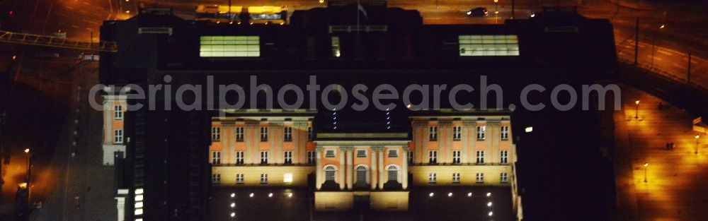 Aerial photograph at night Potsdam - View of the Potsdamer Stadtschloss in Potsdam in the state Brandenburg