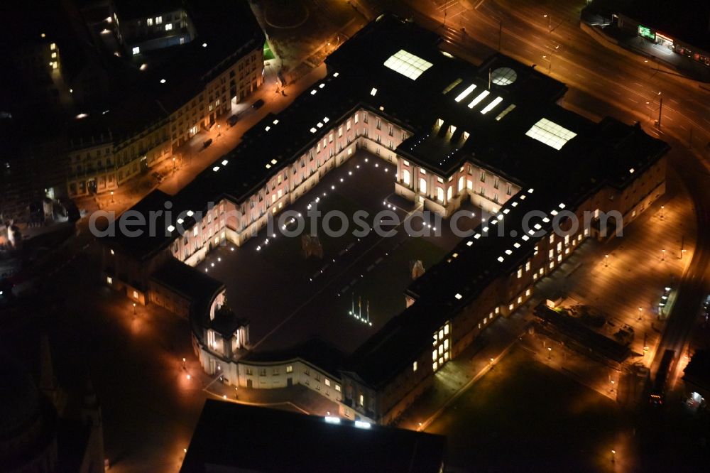 Aerial image at night Potsdam - View of the Potsdamer Stadtschloss in Potsdam in the state Brandenburg