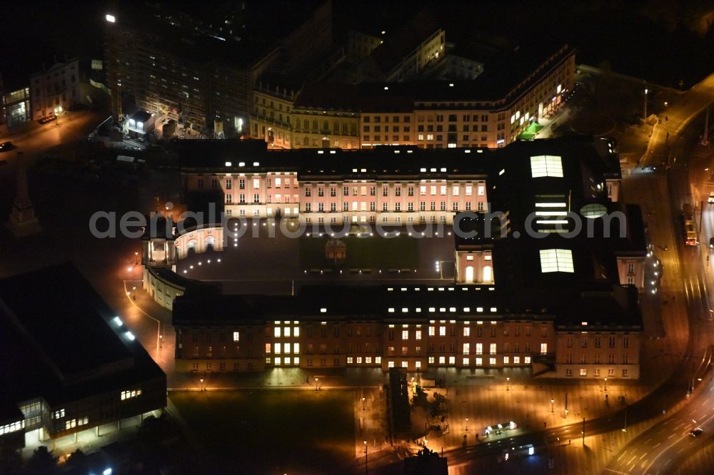 Potsdam at night from above - View of the Potsdamer Stadtschloss in Potsdam in the state Brandenburg