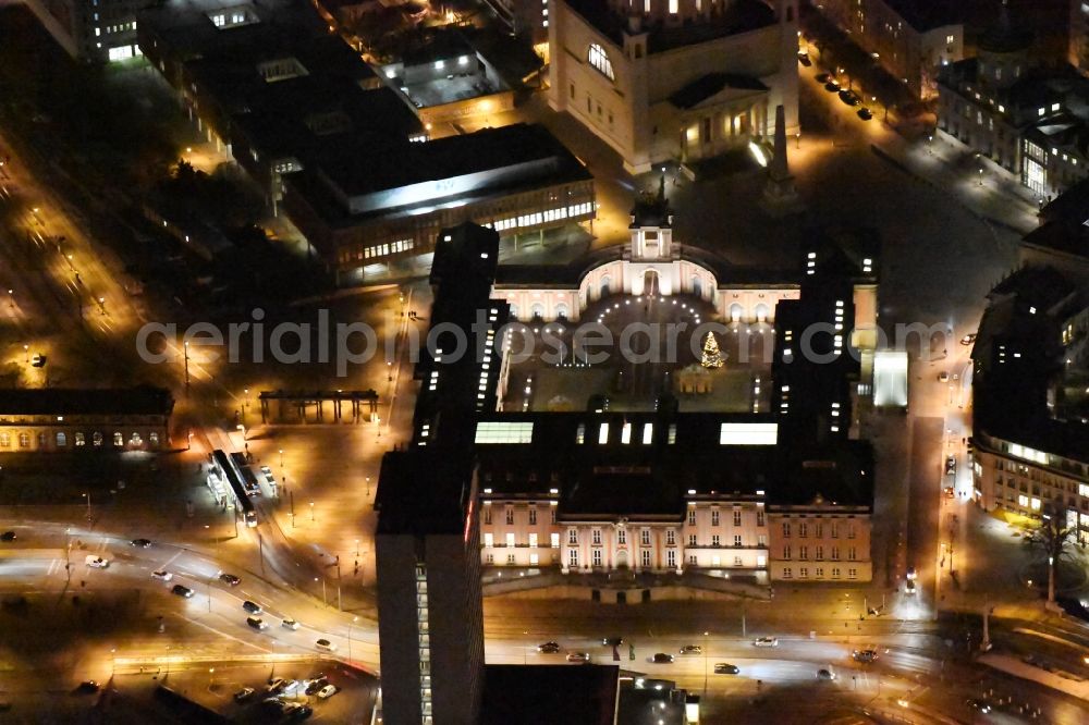 Potsdam at night from above - View of the Potsdamer Stadtschloss in Potsdam in the state Brandenburg