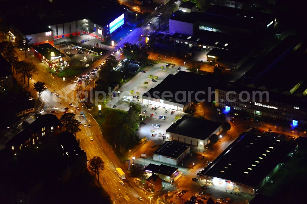 Berlin Mariendorf at night from above - Night aerial photo of the side of the road Grossbeerenstrasse in the district Mariendorf in Berlin