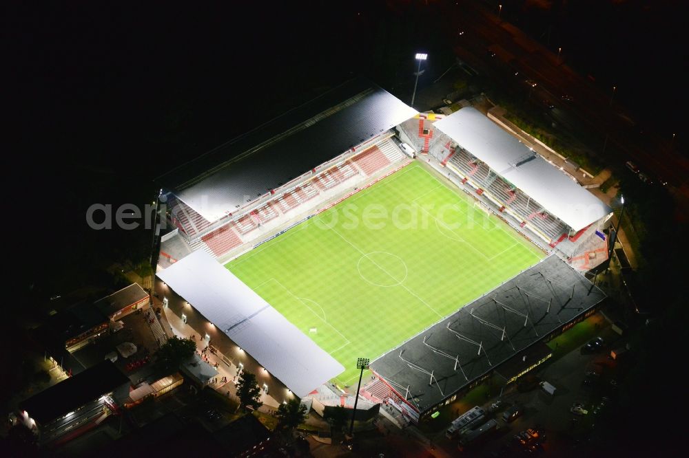 Cottbus at night from above - Night shot of Stadium of Friendship in Cottbus. The Arena is the home ground of the football club FC Energie Cottbus