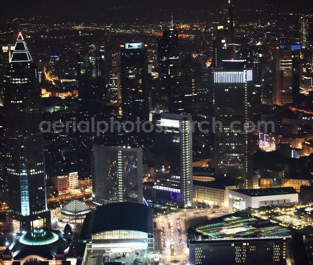 Frankfurt am Main at night from above - Night view City center with the skyline in the downtown area in Frankfurt in the state Hesse