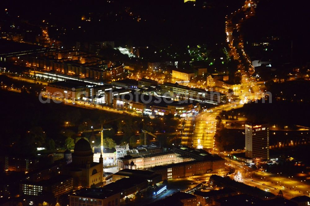 Aerial photograph at night Potsdam - Night aerial photo of the bank of the river havel in Potsdam in the state Brandenburg