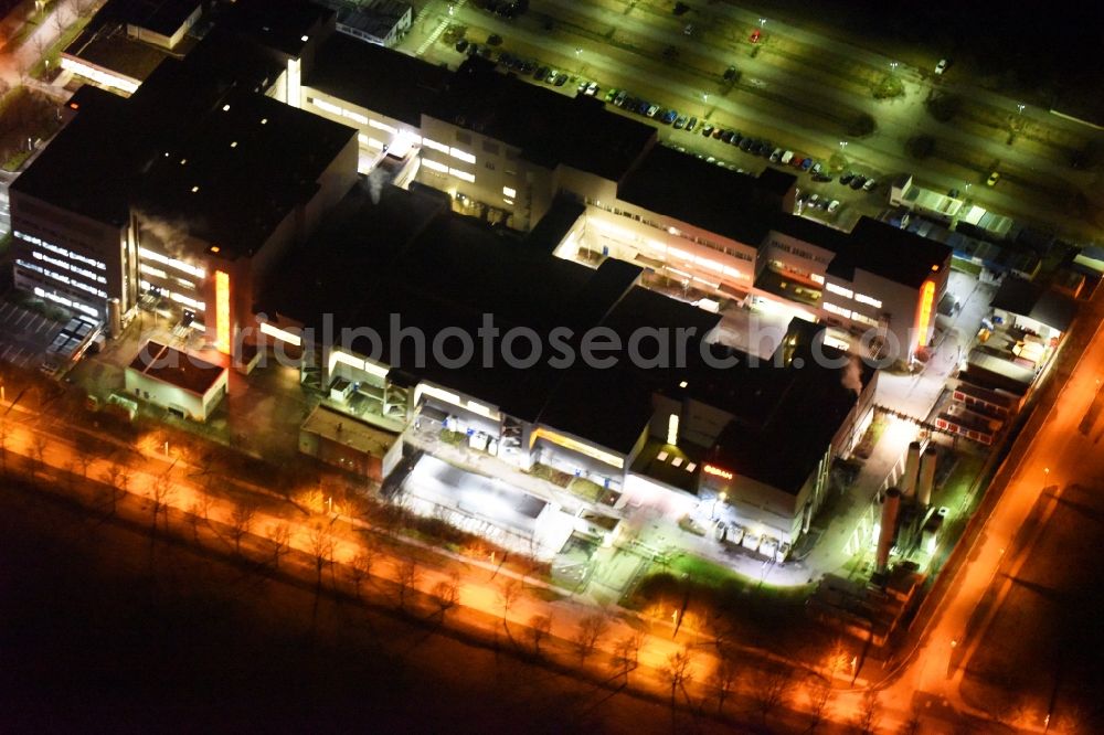 Aerial photograph at night Regensburg - Night view of factory premises of the company OSRAM Opto Semiconductors GmbH in Regensburg in the state Bavaria