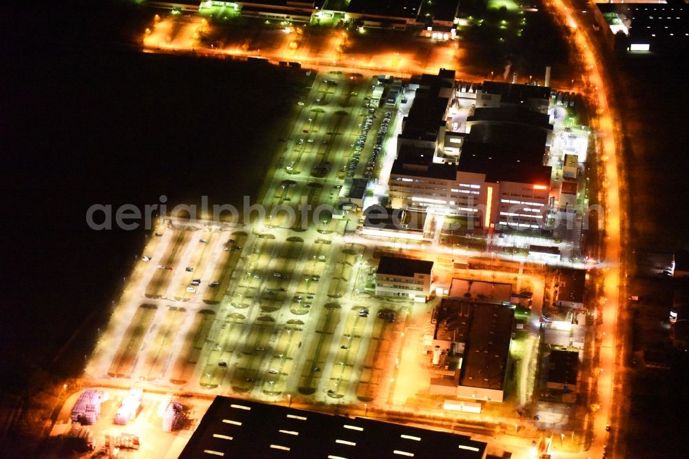 Regensburg at night from above - Night view of factory premises of the company OSRAM Opto Semiconductors GmbH in Regensburg in the state Bavaria