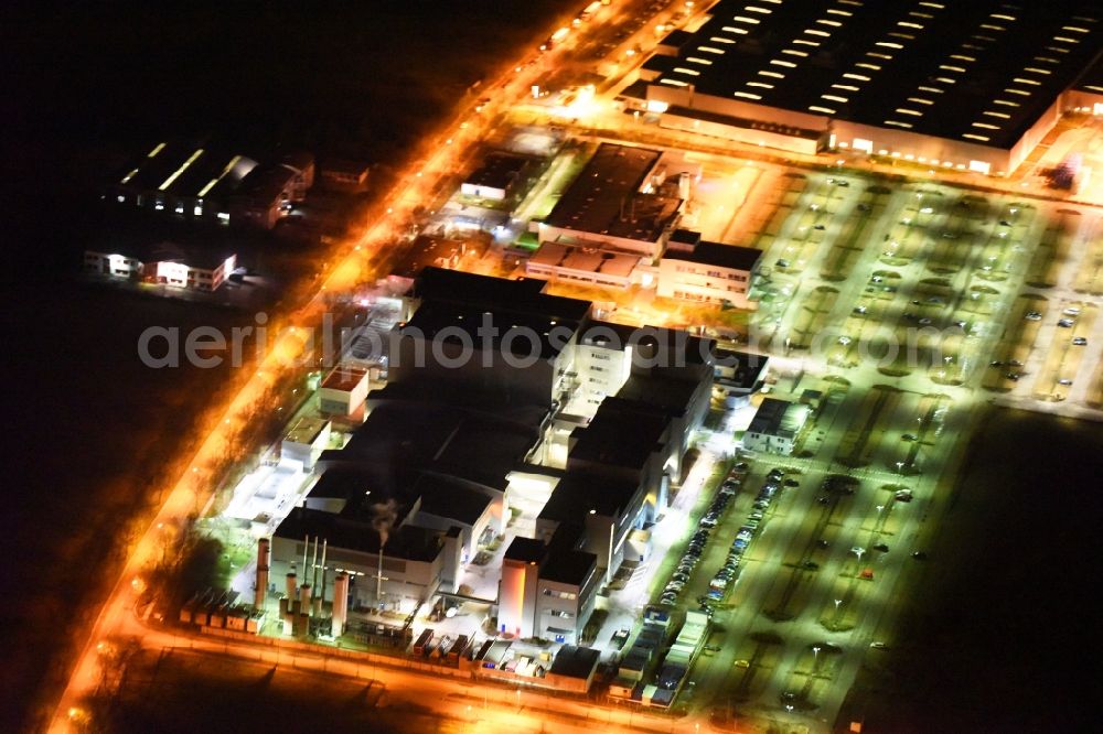 Aerial photograph at night Regensburg - Night view of factory premises of the company OSRAM Opto Semiconductors GmbH in Regensburg in the state Bavaria