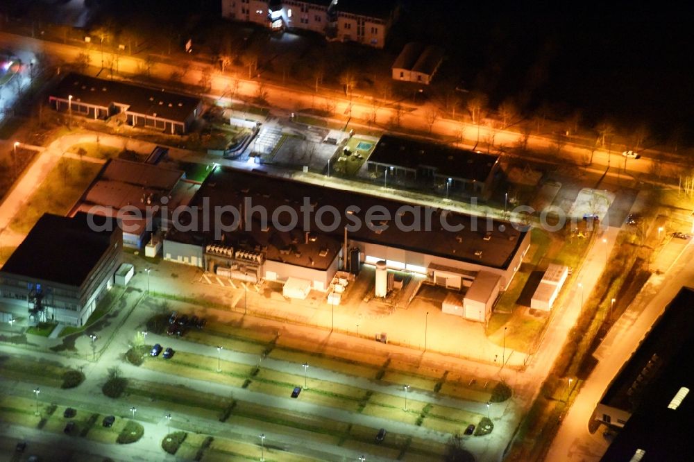 Aerial image at night Regensburg - Night view of factory premises of the company OSRAM Opto Semiconductors GmbH in Regensburg in the state Bavaria