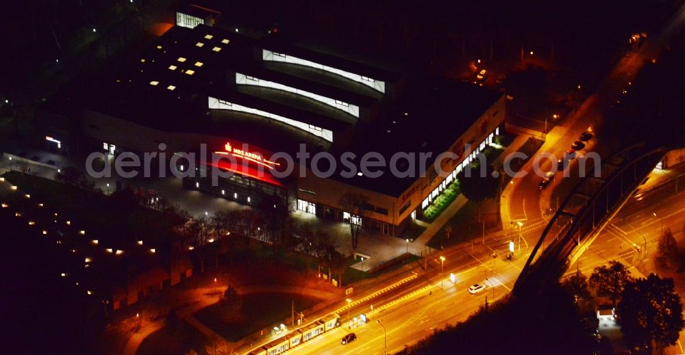 Potsdam at night from above - Night aerial photo of the MBS Arena in Potsdam in the state Brandenburg