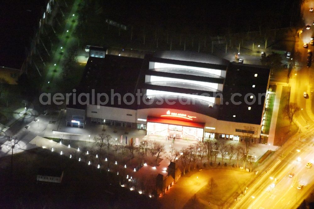 Aerial photograph at night Potsdam - Night aerial photo of the MBS Arena in Potsdam in the state Brandenburg