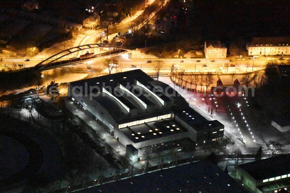 Potsdam at night from the bird perspective: Night aerial photo of the MBS Arena in Potsdam in the state Brandenburg