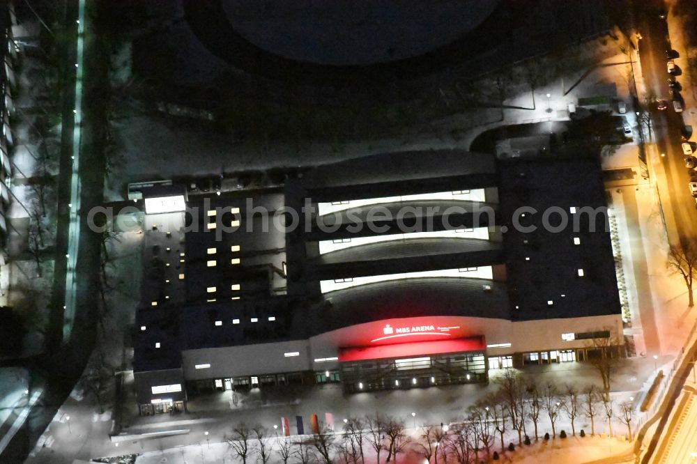 Potsdam at night from above - Night aerial photo of the MBS Arena in Potsdam in the state Brandenburg