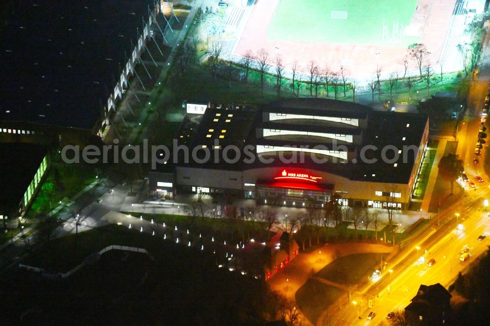 Potsdam at night from above - Night aerial photo of the MBS Arena in Potsdam in the state Brandenburg