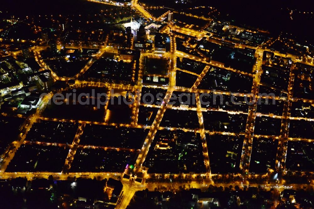 Potsdam at night from above - Night aerial photo of Potsdam in the state Brandenburg