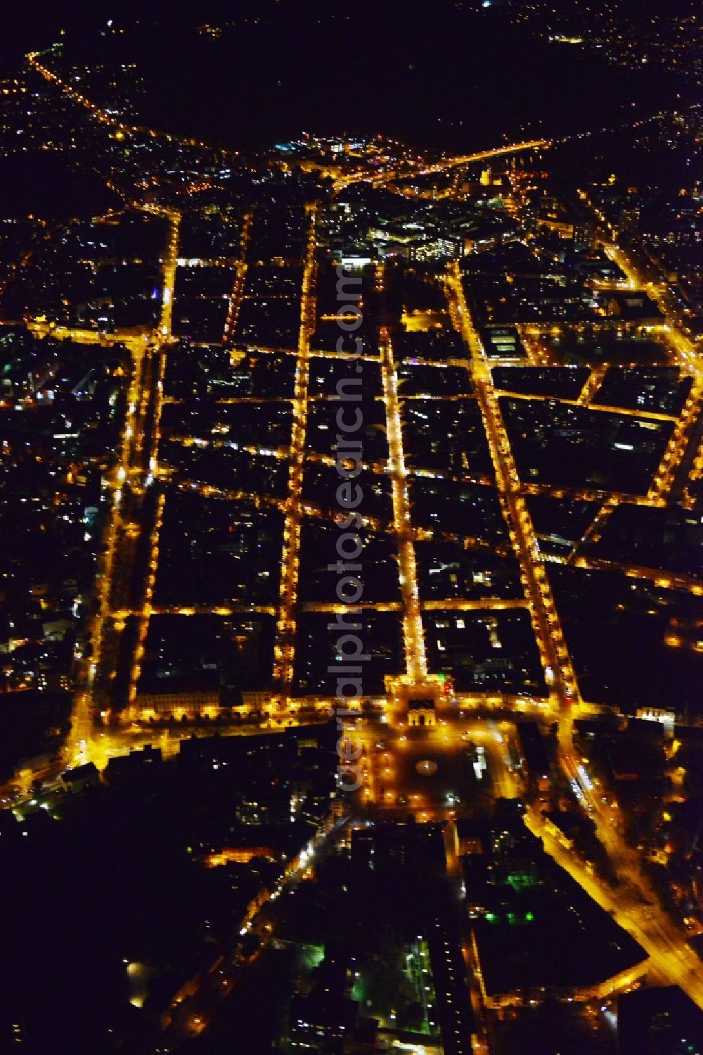 Aerial image at night Potsdam - Night aerial photo of Potsdam in the state Brandenburg