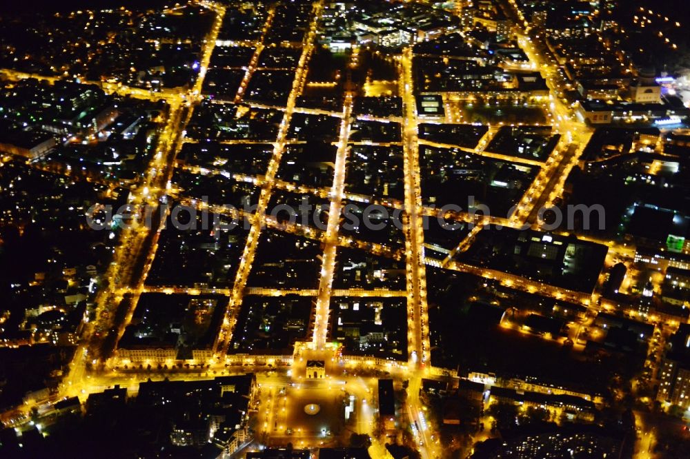 Potsdam at night from above - Night aerial photo of Potsdam in the state Brandenburg