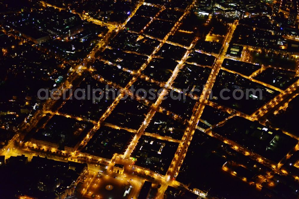 Potsdam at night from the bird perspective: Night aerial photo of Potsdam in the state Brandenburg