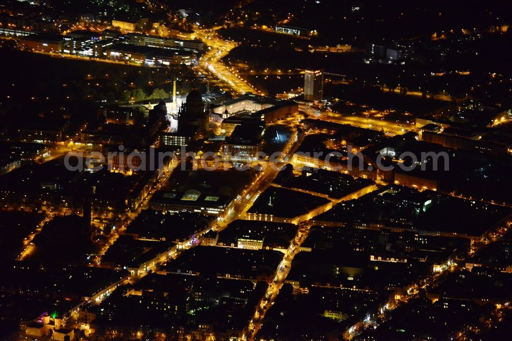 Potsdam at night from the bird perspective: Night aerial photo of Potsdam in the state Brandenburg