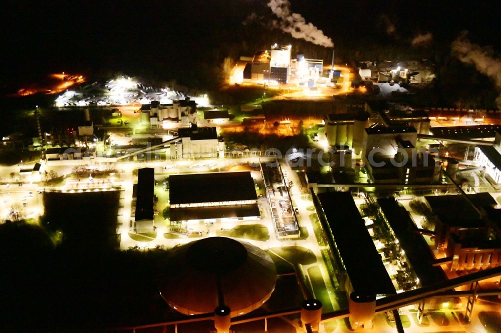 Rüdersdorf at night from above - Night lighting cEMEX cement plant in Ruedersdorf in Brandenburg