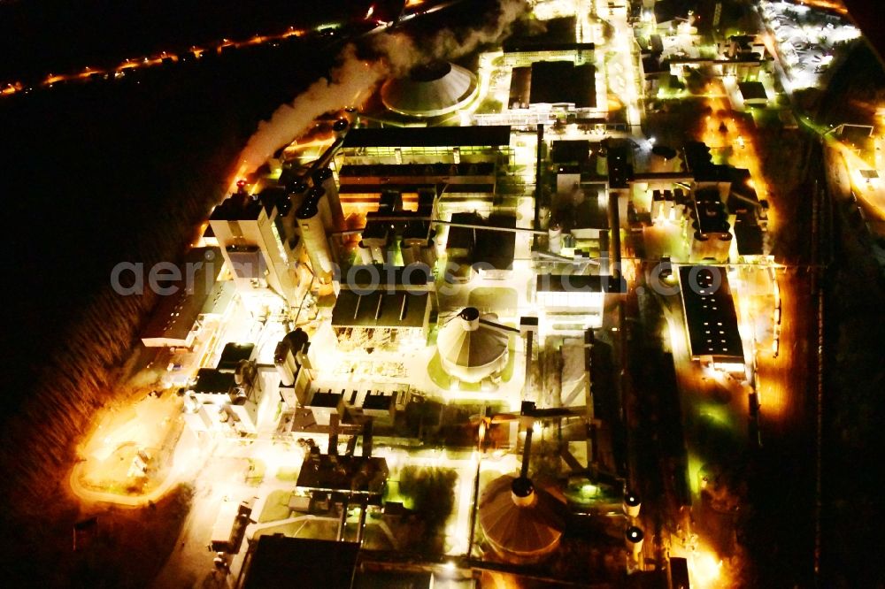 Rüdersdorf at night from above - Night lighting cEMEX cement plant in Ruedersdorf in Brandenburg