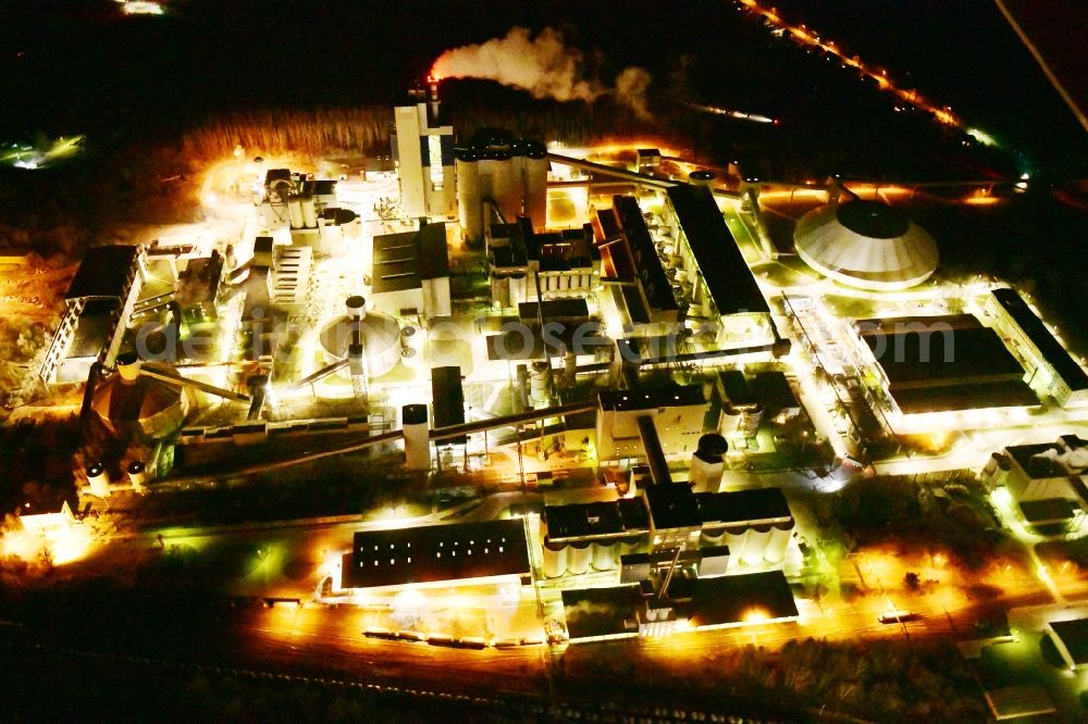 Rüdersdorf at night from above - Night lighting cEMEX cement plant in Ruedersdorf in Brandenburg