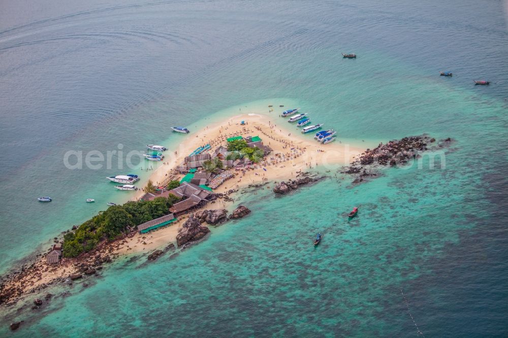 Tambon Phru Nai from the bird's eye view: Atoll on the water surface Andamon Meer in Tambon Phru Nai in Chang Wat Phang-nga, Thailand