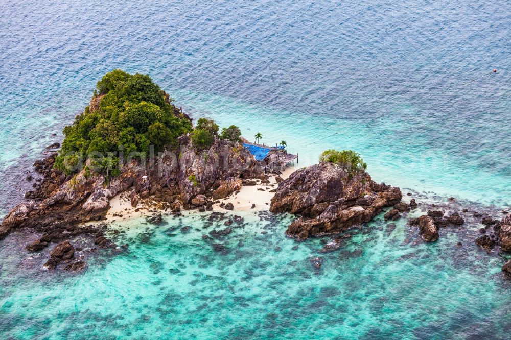 Tambon Phru Nai from above - Atoll on the water surface Andamon Sea in Tambon Phru Nai in Chang Wat Phang-nga, Thailand