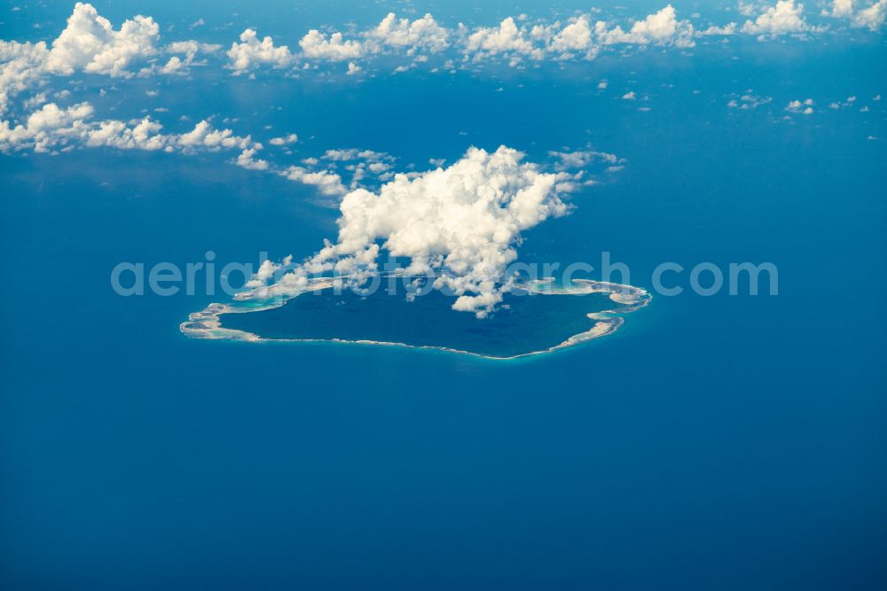 Aerial image North Sentinel Island - Atoll on the water surface North Sentinel Island in North Sentinel Island in Andaman and Nicobar Islands, India