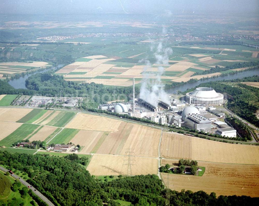 Pleidelsheim / Hessen from above - Atomkraftwerk bei Pleidelsheim in Hessen