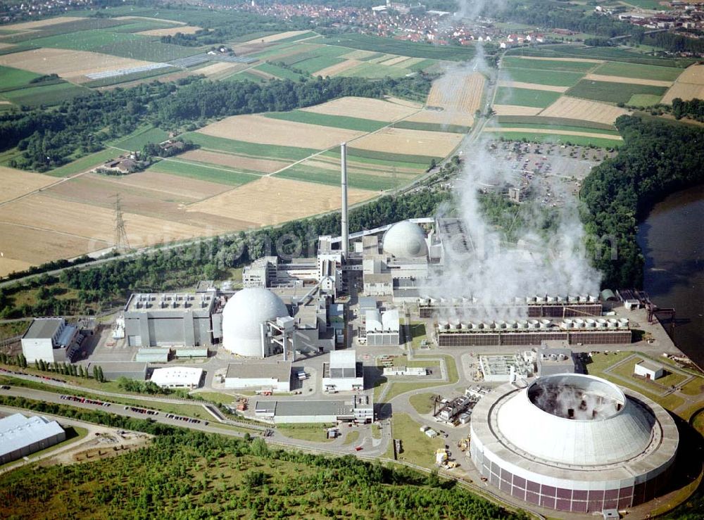 Aerial image Pleidelsheim / Hessen - Atomkraftwerk bei Pleidelsheim in Hessen