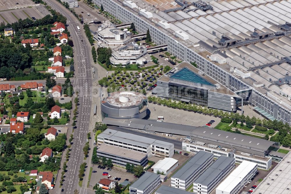 Ingolstadt from the bird's eye view: Audi Forum in Ingolstadt, State of Bavaria. Audiforums are representative buildings of Audi AG for the new car delivery and exhibitions