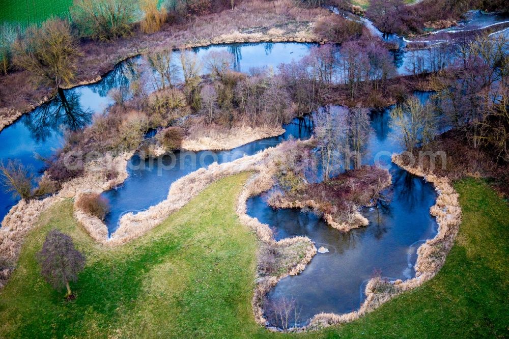 Bad Birnbach from the bird's eye view: Winterly A?river Rott valley course in Bad Birnbach in the state Bavaria