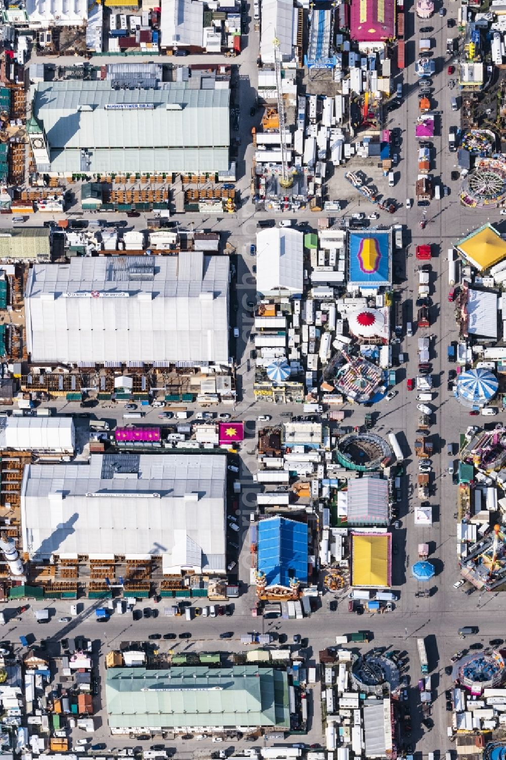 Aerial photograph München - Area of the Munich Oktoberfest at the Theresienwiese in Munich, Bavaria