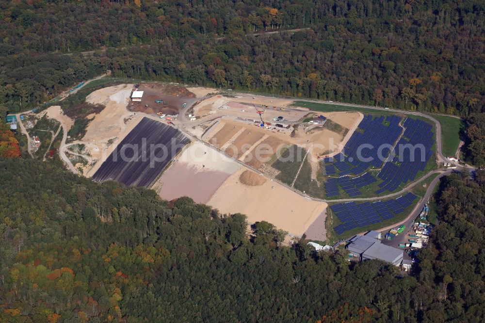 Aerial photograph Freiburg im Breisgau - Site of the former landfill Eichelbuck is transfer station for waste material and garbage and solar power Station in Freiburg im Breisgau in the state Baden-Wurttemberg, Germany